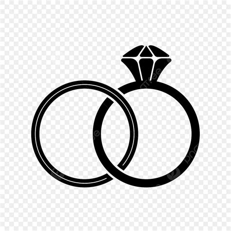 Wedding Ring Engagement Vector Design Images, Black And White Wedding Ring Transparent ...