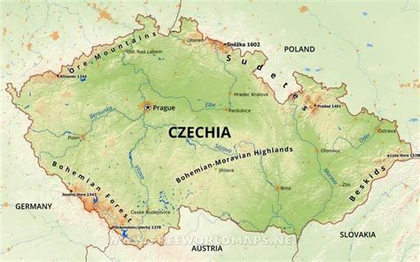 Czechia Physical Map