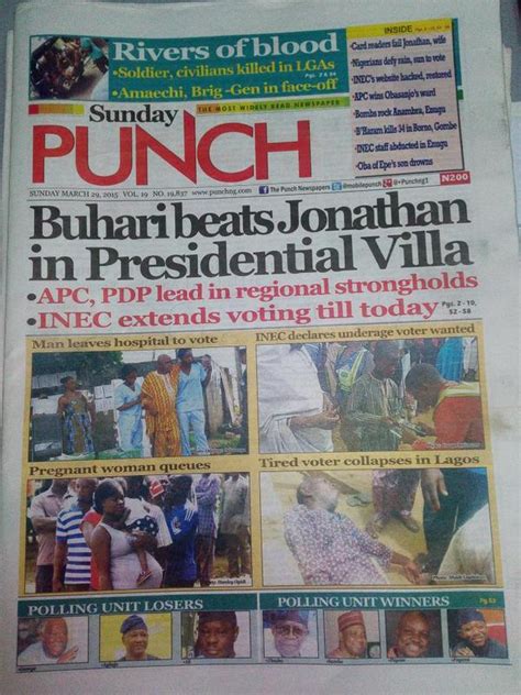 Photo:- See Today’s Punch Newspaper Front Page - Naijaloadedng