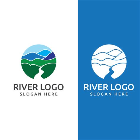 Logos of rivers, creeks, riverbanks and streams. River logo with ...