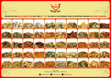 Menu at Dragon Bowl restaurant, North Jakarta