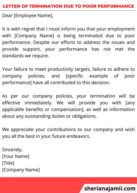 Letter Of Termination Due To Poor Performance (4+ Samples) | Sheria Na ...