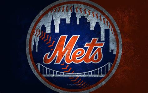 New York Mets, American baseball team, orange stone background, New ...