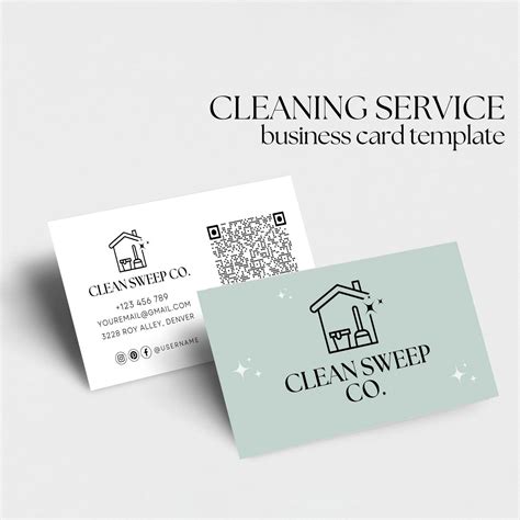 Cleaning Services Business Card Template Cleaning Business Card Customizable Housekeeping ...