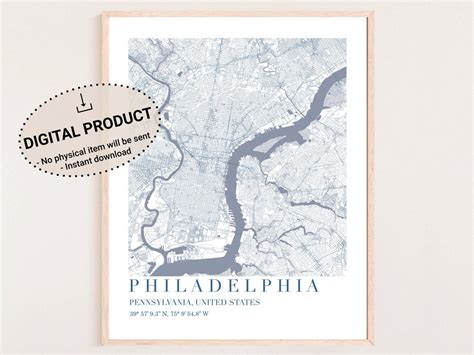 Philadelphia Map, Philadelphia Map Poster, Philadelphia Map Print, Philadelphia Map Digital ...