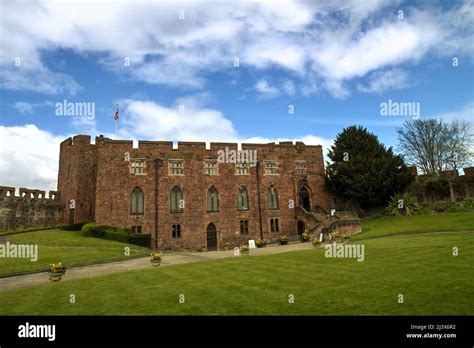 The gardens of the historic Shrewsbury Castle in Shropshire, UK Stock ...