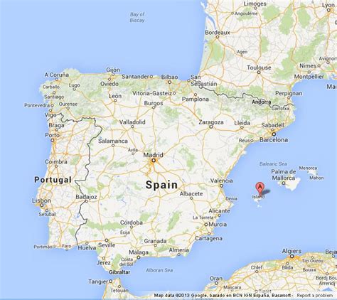 Ibiza on Map of Spain