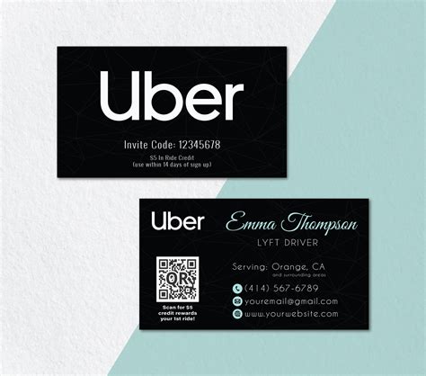 Uber Business Cards, Personalized Uber Driver Business Card, Uber Marketing, Uber Business Card ...