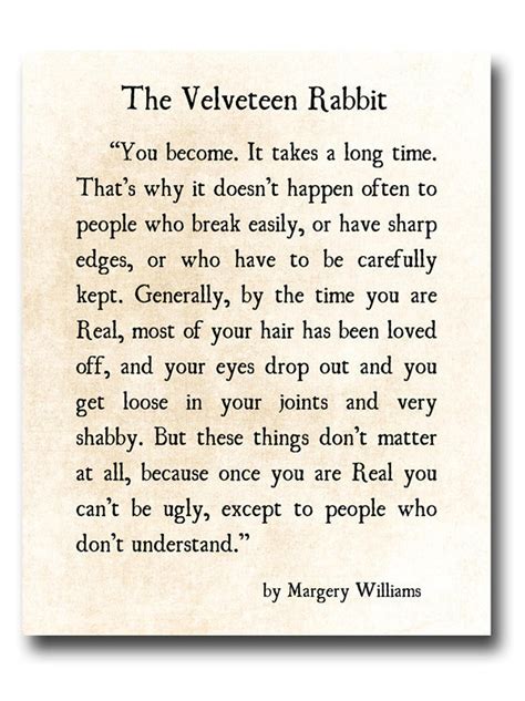 Velveteen Rabbit Quote Margery Williams, Literary Print, Love ...