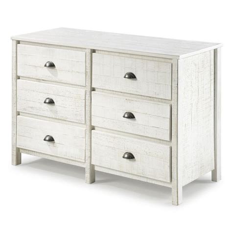 Alaterre Furniture Rustic 6-Drawer Wood Dresser Rustic in White ...