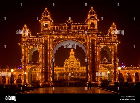 Mysore Palace at night, Mysore, Karnataka, India Stock Photo - Alamy