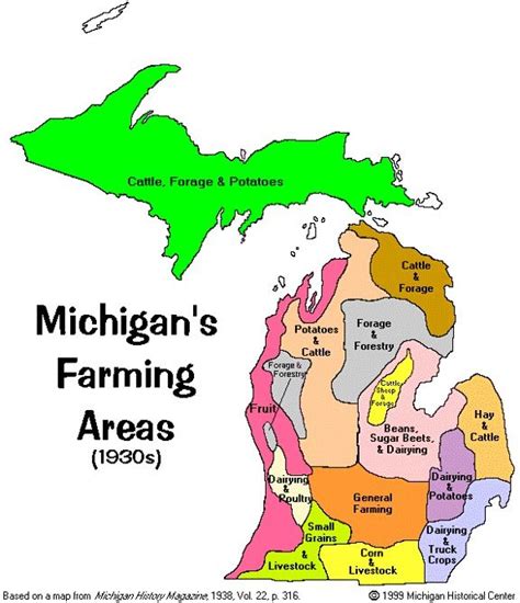 Map of Michigan's Agricultural Farming Areas