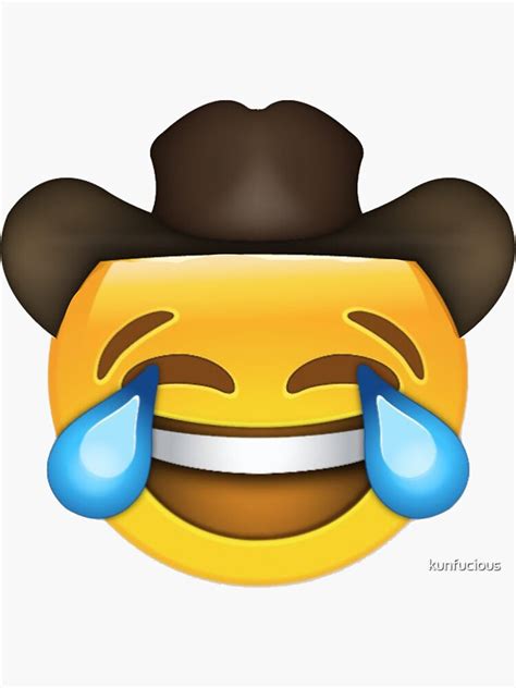 "laughing crying cowboy emoji" Sticker for Sale by kunfucious | Redbubble