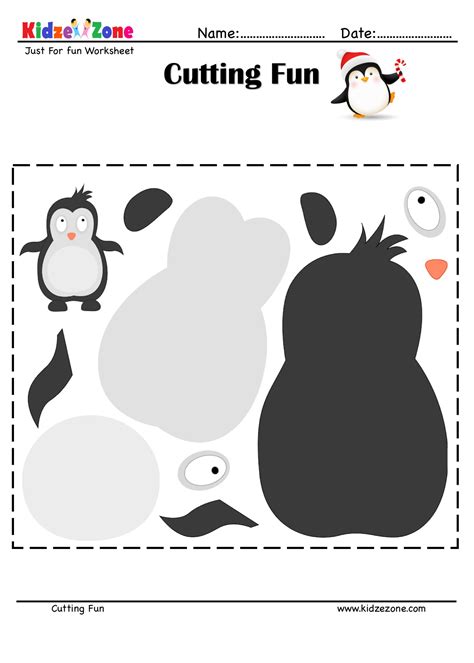 Cutting and Pasting Activity with Penguin - KidzeZone