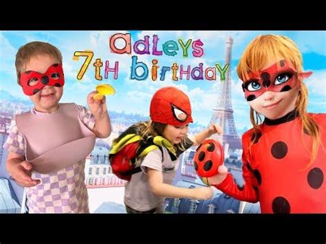 ADLEYS 7th BiRTHDAY!! Miraculous Lady Bug Adley and her bday party with Akumatized Niko ...