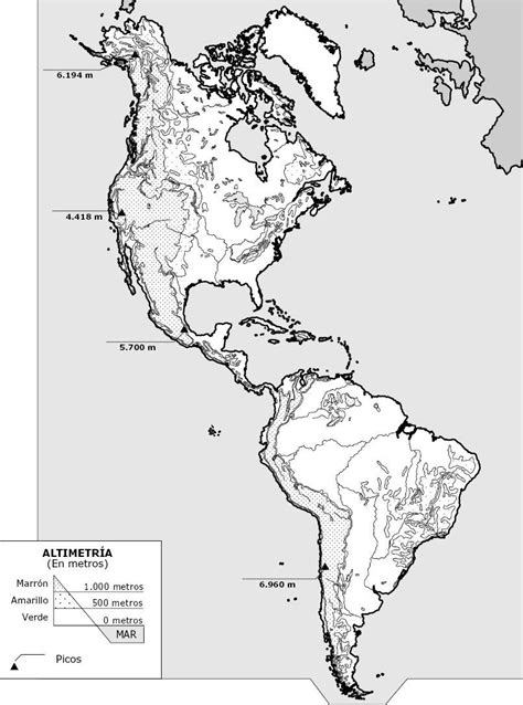 Mapa físico de América | Mapa, Continente americano, Mapa do continente ...