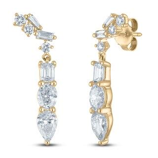 Multi-Cut Diamond Drop Earrings 1-3/4 ct tw 14K Yellow Gold | Jared