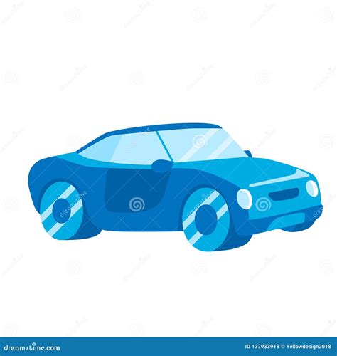 Blue Car Icon In A Flat Design. Vehicle Logo. Isolated Vector ...