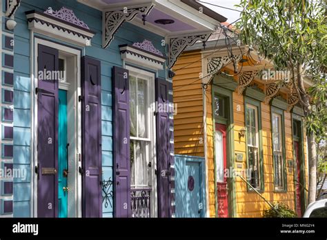 New Orleans, Louisiana - Colorful houses in the Bywater neighborhood ...