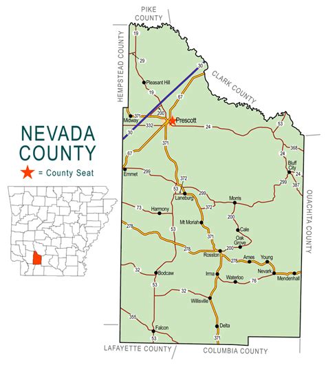 Nevada County Map - Encyclopedia of Arkansas