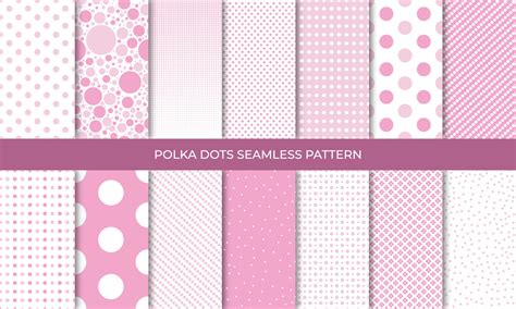 Set of seamless pink polka dot backgrounds. Seamless background in circle. Soft pink polka dot ...