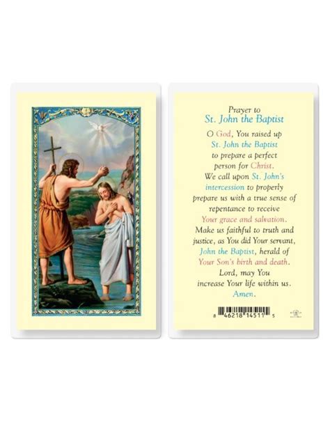 Card, Laminated - St. John the Baptist - Reilly's Church Supply & Gift Boutique