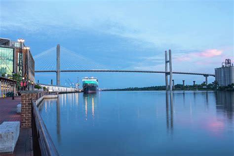 The Savannah River and Talmage Memorial Bridge at Sunrise Photograph by ...