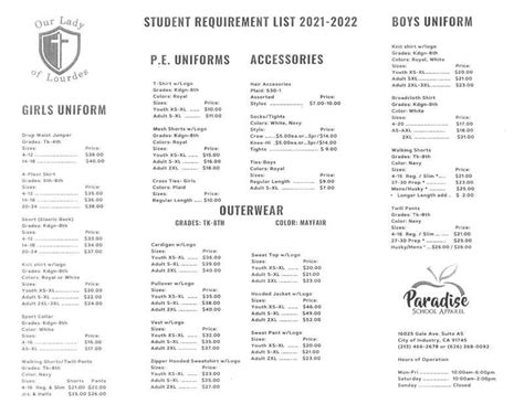 Uniform Policy - OUR LADY OF LOURDES SCHOOL
