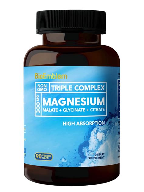 Triple Magnesium Complex | 300mg of Magnesium Glycinate, Malate, & Citrate for Muscle Relaxation ...