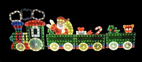 4-pc Holographic LED Lighted Motion Train Set Christmas Outdoor Decoration 8.5' | Christmas yard ...