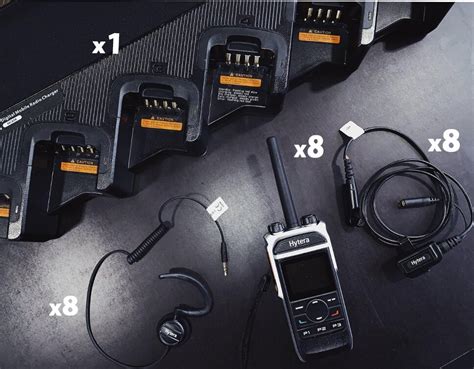 Hytera 8 x Two-Way Radio Kit w/ Ear Piece & Shoulder Mic Hire | THE FRONT