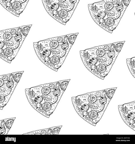 Seamless pizza pattern. Traditional Italian pizza. Pizza menu. top view. vector illustration ...