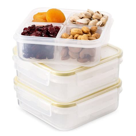 Komax Biokips Food Storage Lunch Container - Dividers With 4 Compartments 23oz. (set of 3 ...