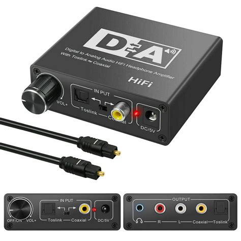 RCA Digital Optical Coax Coaxial Toslink to Analog Audio Converter ...