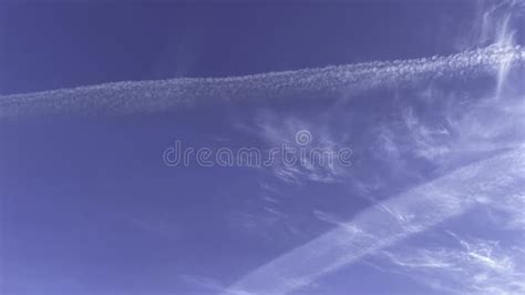 Blue Sky and Airplane, Vapor Trail Stock Photo - Image of high, airline ...