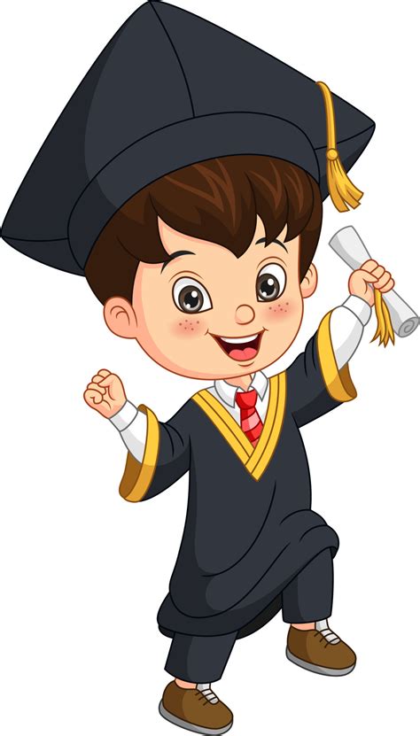 desenho animado garotinho em traje de formatura segurando um diploma 7530951 Vetor no Vecteezy