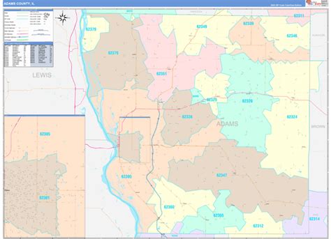 Adams County, IL Wall Map Color Cast Style by MarketMAPS - MapSales