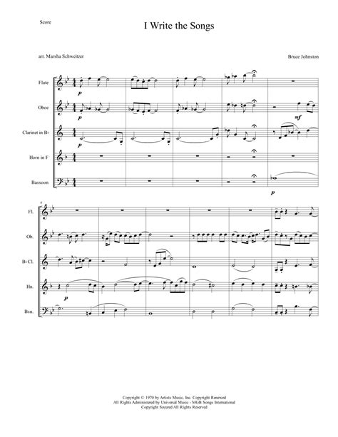 I Write The Songs (arr. Marsha Schweitzer) Sheet Music | Barry Manilow | Woodwind Ensemble