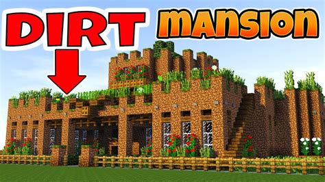 Minecraft: How to Make a SURVIVAL BASE!! Dirt Mansion Tutorial (2018 ...