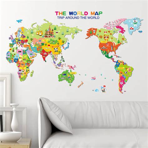 Kids World Map Wall Stickers | Home Decor | Boys Room | Wall Decals – Walldecals.ie