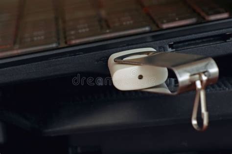 USB Stick in a Laptop Computer, Usb Flash Memory and Computer Stock Image - Image of desk ...