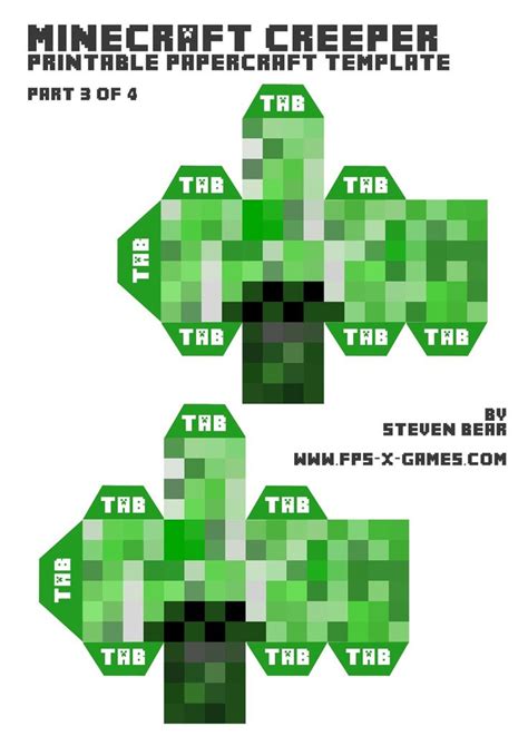 Papercraft creeper 3 of 4 | Minecraft printables, Paper crafts, Creepers