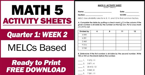 LEARNING ACTIVITY SHEETS in MATH 5 (Quarter 1: Week 2) Free Download - DepEd Click