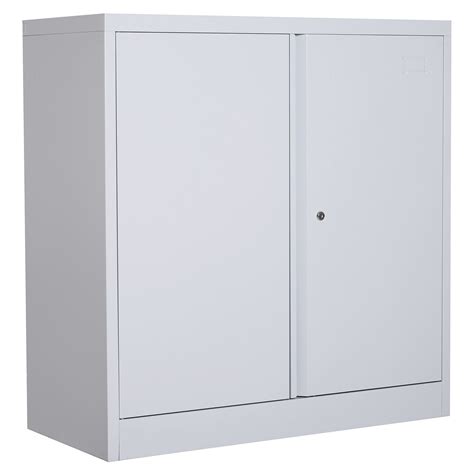 36” Metal Adjustable Storage Cabinet with Double Doors and Lock - White ...