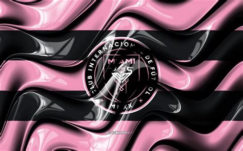 Download wallpapers Inter Miami flag, 4k, pink and black 3D waves, MLS, american soccer team ...