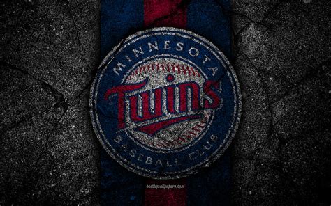 Minnesota Twins, logo, MLB, baseball, USA, black stone, Major League ...