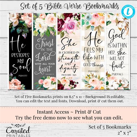 Printable Bible Verse Bookmarks Instant Download Bookmarks - Etsy Singapore