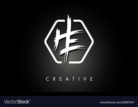 He h e brushed letter logo design with creative Vector Image