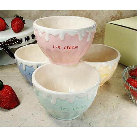 Shop D'Lusso Designs Four Piece Multi Color Ceramic Ice Cream Bowls Set ...