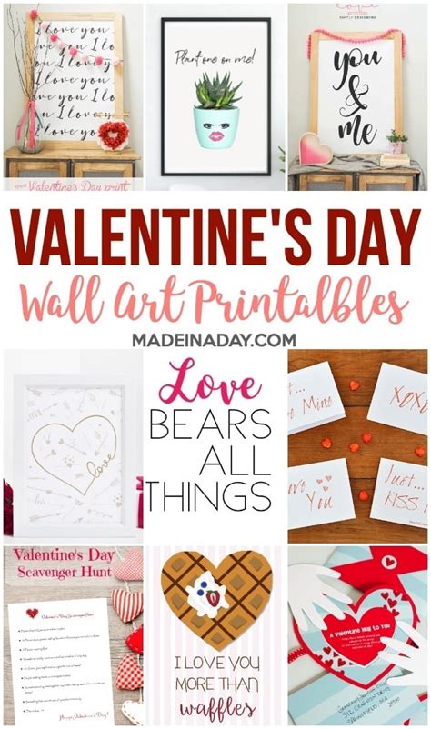 16 Adorable Valentines Day Wall Art Printables | Made In A Day